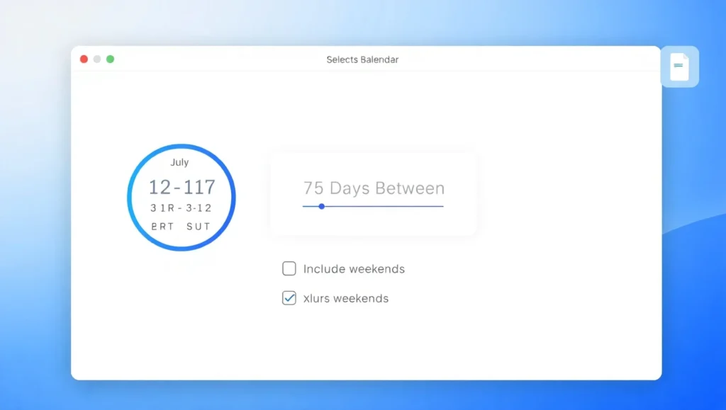 Date calculator online,
How many days between two dates,
Add days to date calculator,
Subtract months from date tool,
Business day calculator,
Workdays between dates,
Due date calculator,
Time duration calculator,
How many weeks from today,